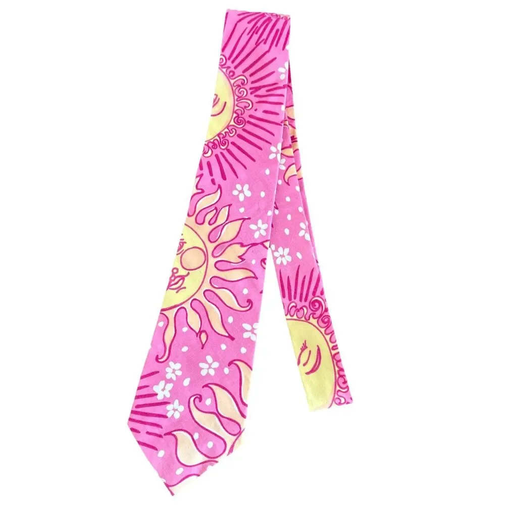 Vintage Lilly Pulitzer Men’s Tie Yellow Pink Sun Of A Gun Rare Print 54” Cotton